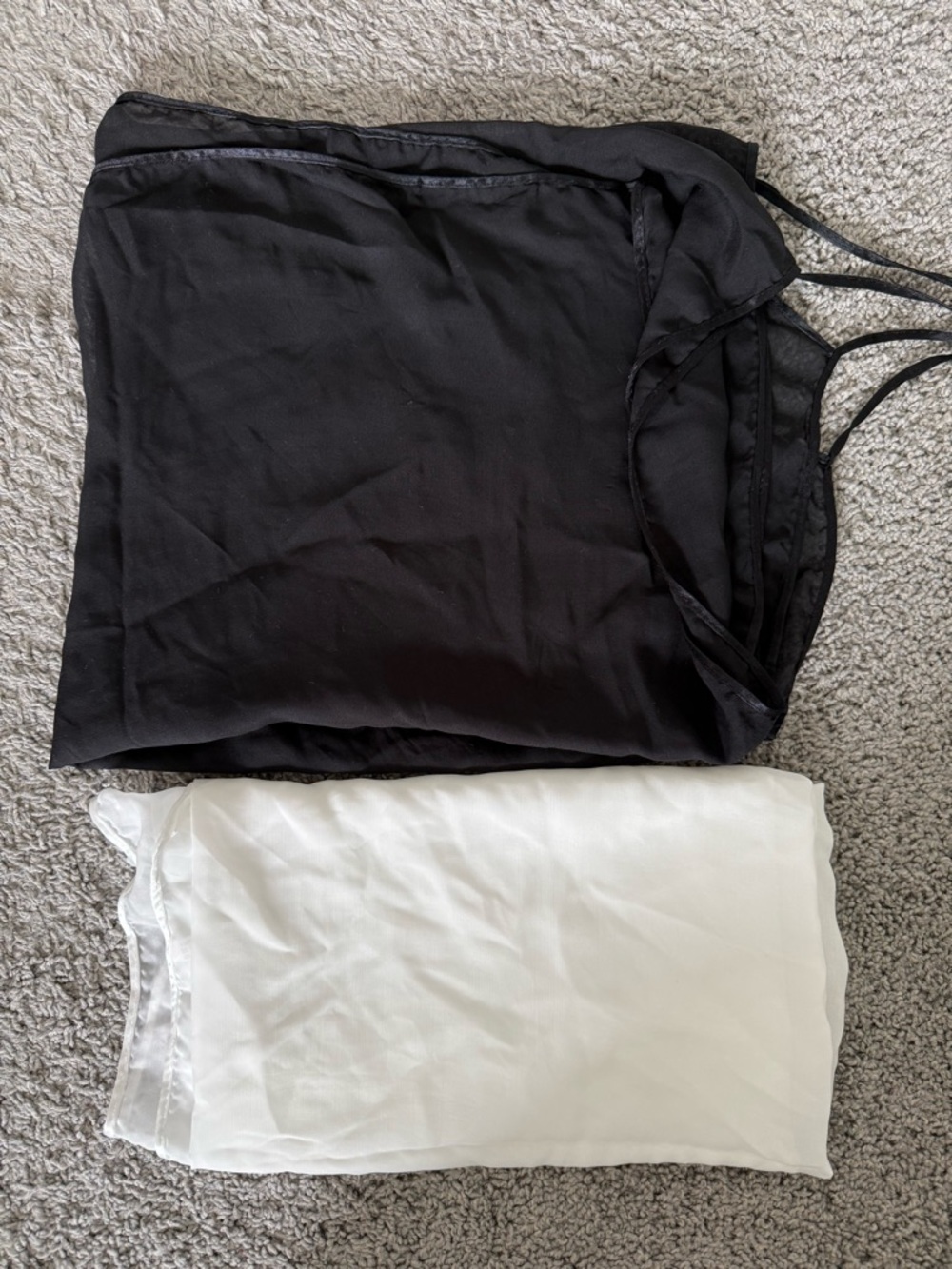 Black and White Layered Slip Tops - Lightweight Camisole Set